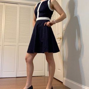 Banana Republic Navy & White A-Line Dress sz 0 EUC
